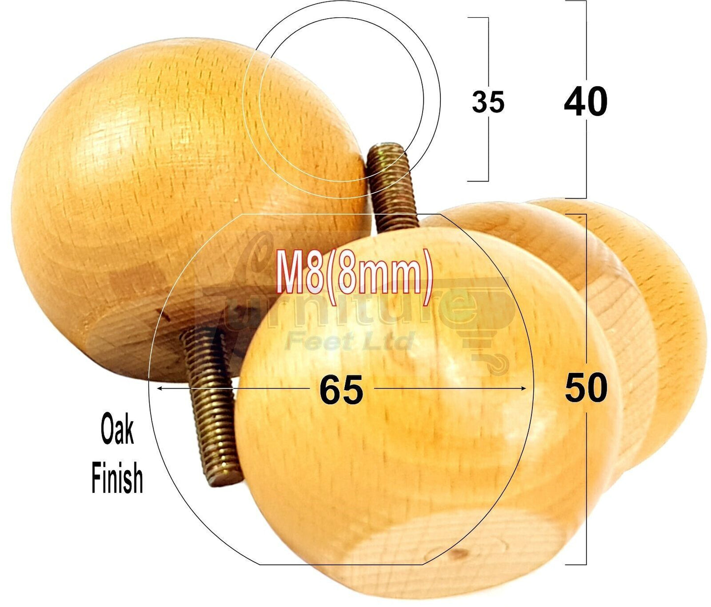 4 Solid Round Wood Turned Furniture Legs Replacement Bun Feet 2 Inches 50mm High Chairs Sofa Beds Settee M8 