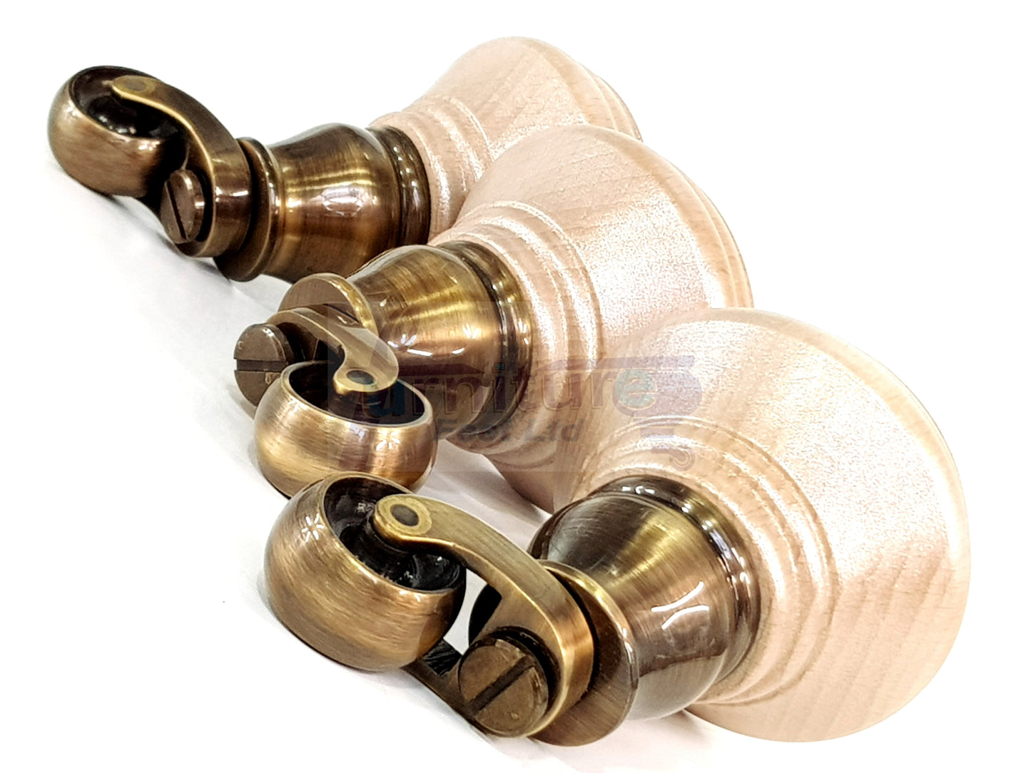 4x Blush Silver Wooden Furniture Sofa Legs M8 With Castors Replacment Chair Settee Feet 115mm - 125mm High