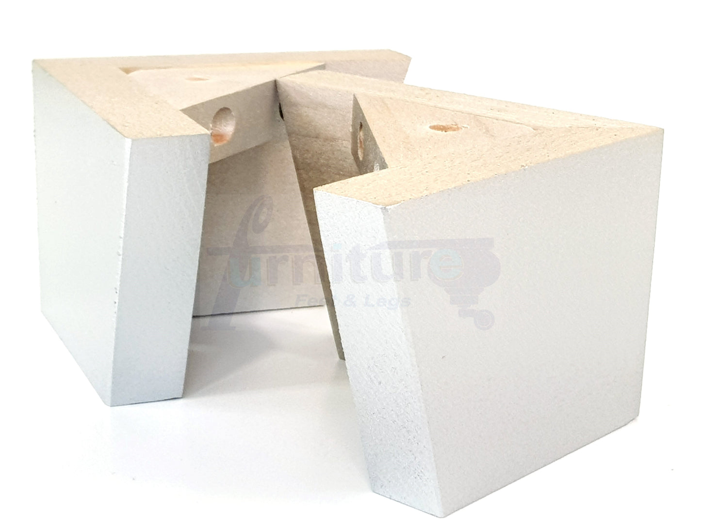 4 Solid Wood Furniture Legs Replacement Corner Feet 95mm High Self-Fixing: Silver