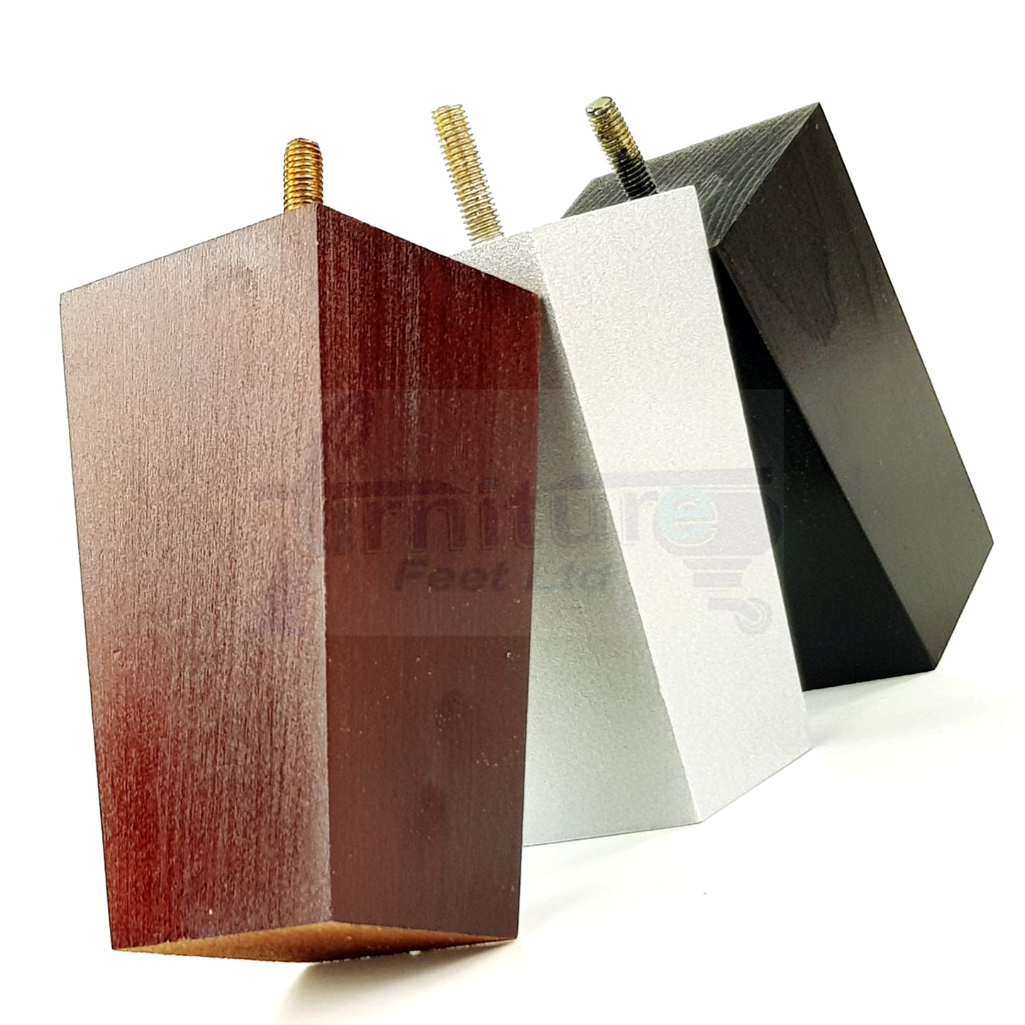 Solid Wood Furniture Feet Square Replacement Block Tapered Legs 120mm High M8 Set of 4 Sofa Chairs Stools Cabinets Beds