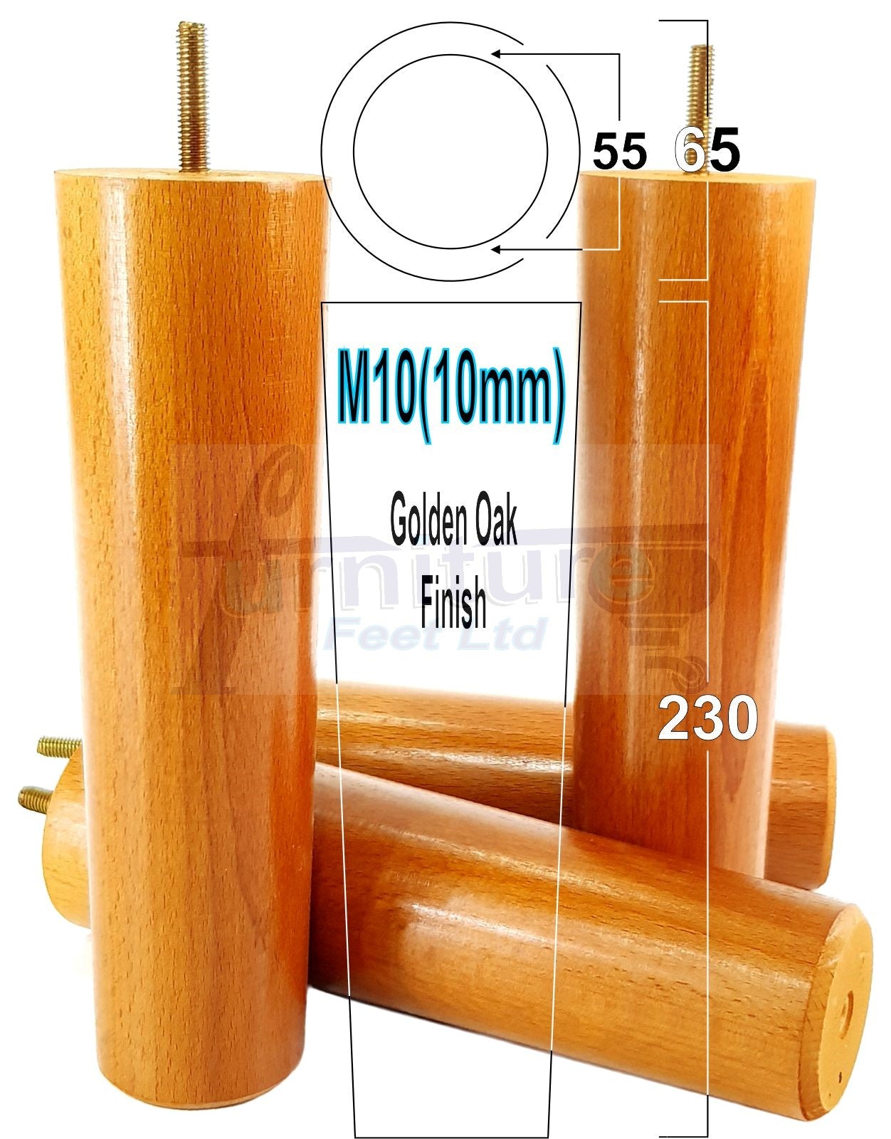 4 Solid Wood Turned Furniture Legs Replacement Feet 230mm High Chairs Sofa Bed Settee & Cabinets M10