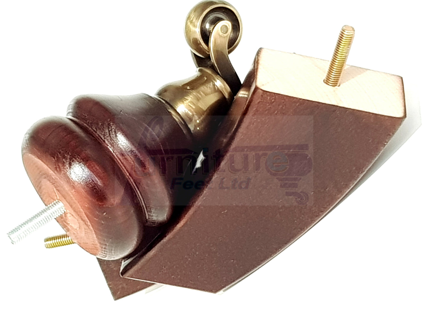 Turned Mahogany Furniture Wood Feet 2 With Castors & 2 Curved Legs140mm Sofas Chairs Settee Cabinets Beds M8