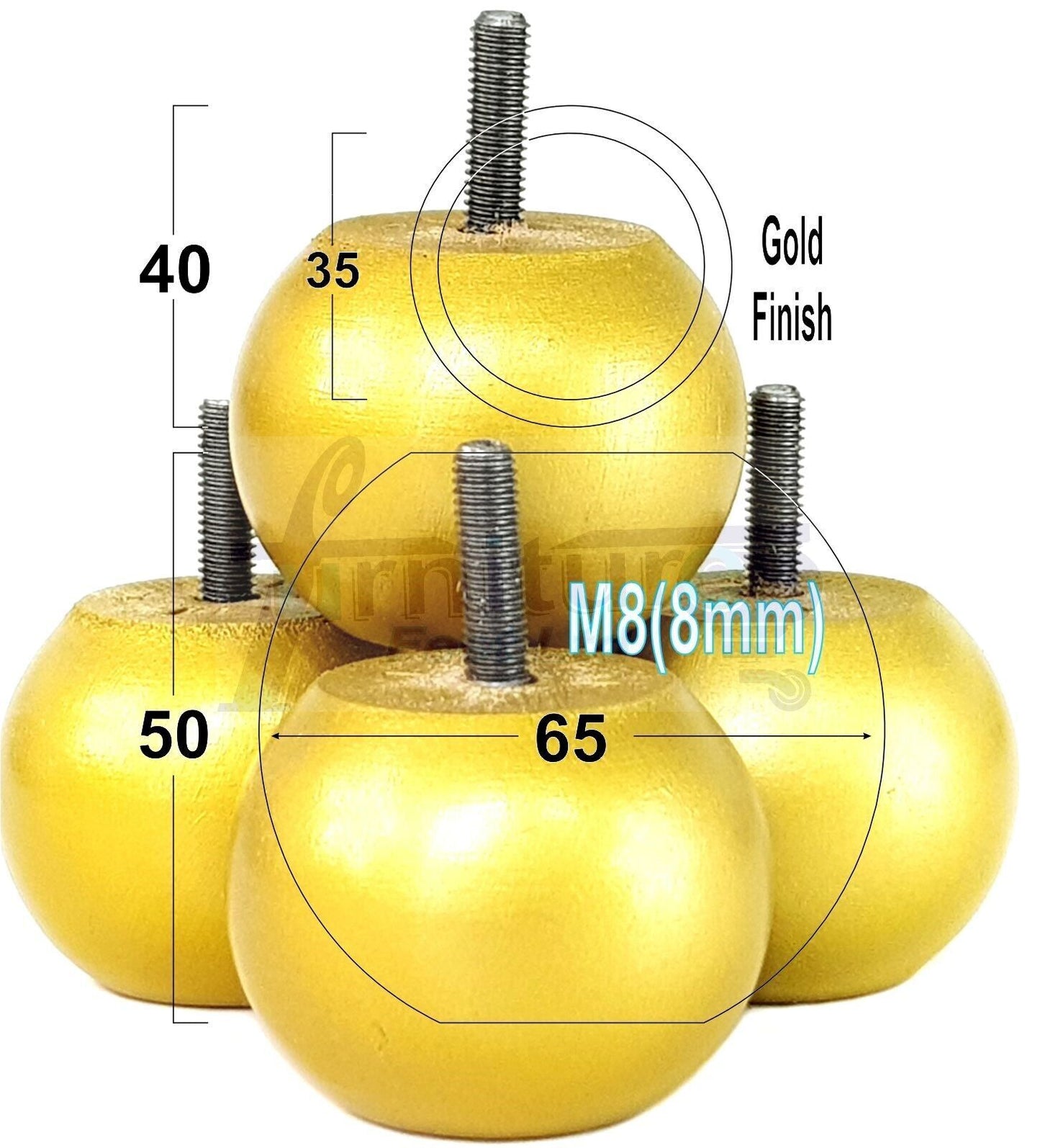 4 Solid Round Wood Turned Furniture Legs Replacement Bun Feet 2 Inches 50mm High Chairs Sofa Beds Settee M8 
