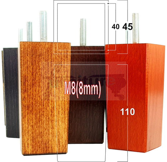 4 Wood Furniture Feet Replacement Legs 110mm High Chairs Stools Sofa Bed Settee & Cabinets M8