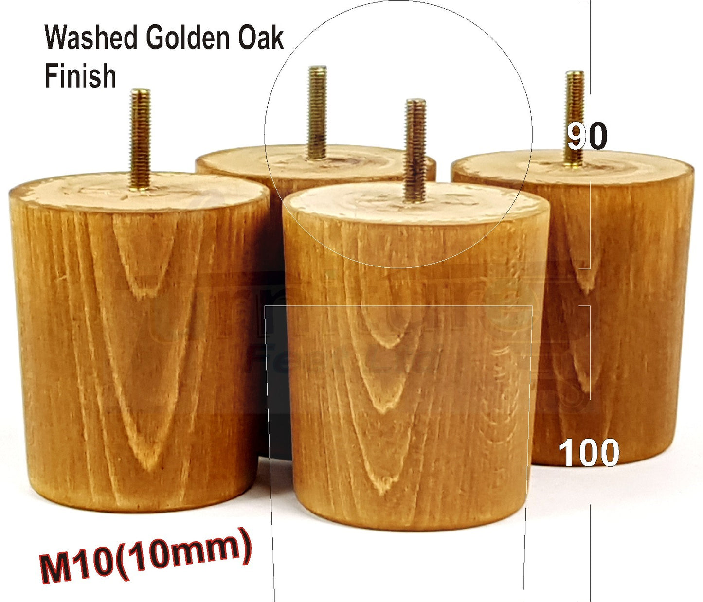 4x Turned Wood Furniture Legs Chair Sofa Bed M10 Replacement Settee Feet 100mm