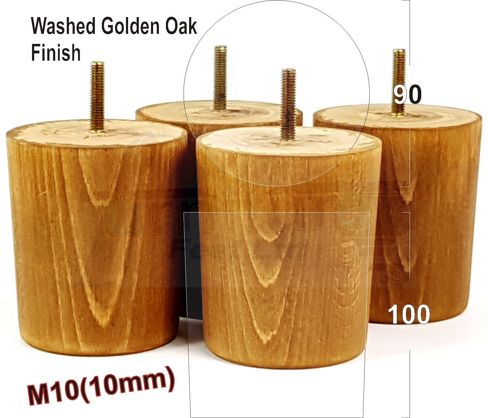 4x Turned Wood Furniture Legs Chair Sofa Bed M10 Replacement Settee Feet 100mm