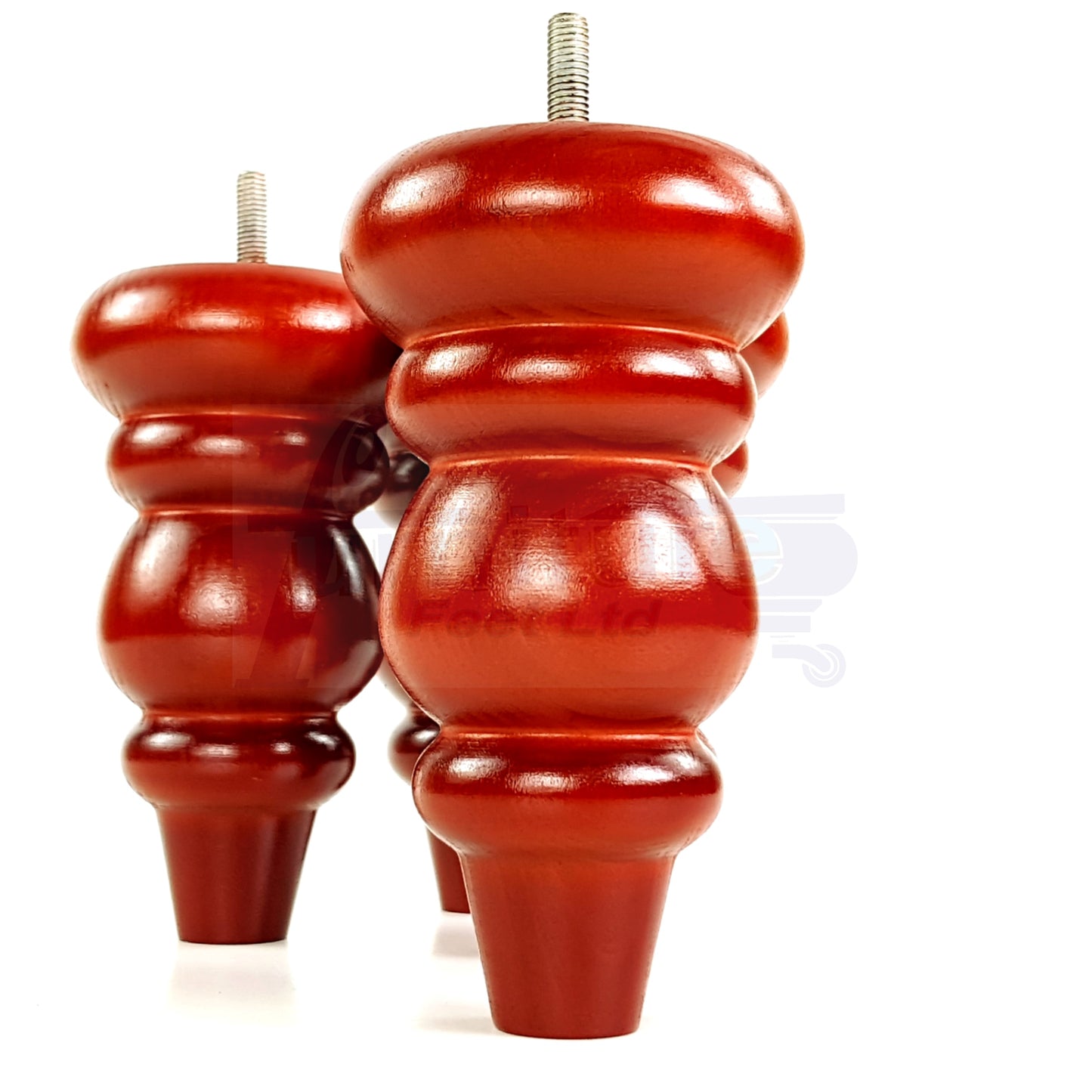 4 Wood Round Furniture Feet Turned Replacement Legs 155mm High Chairs Stools Sofa Beds Settee Cabinets M10 Various Colours 6 Inch high