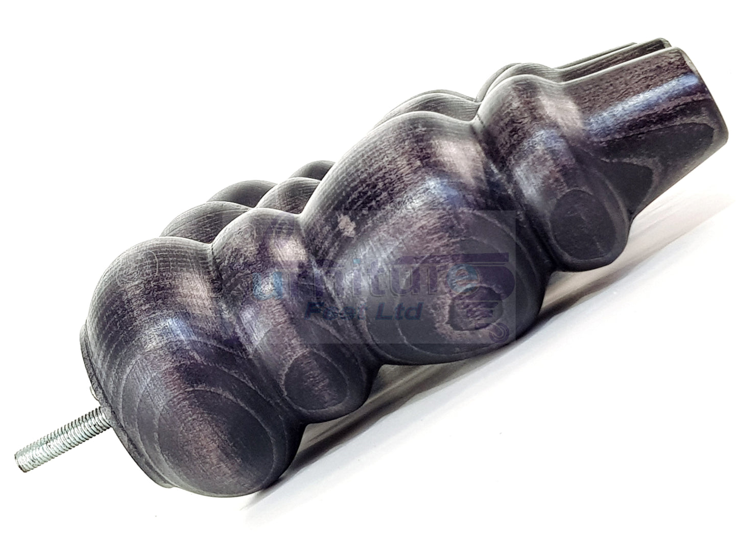 4 Solid Wood Furniture Legs Replacement Turned Feet 200mm High M8(8mm) Thread: Black Washed