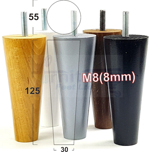 4 Solid Retro Wood Replacement Turned Furniture Chair Legs M8 Settee Sofa Feet 125mm High