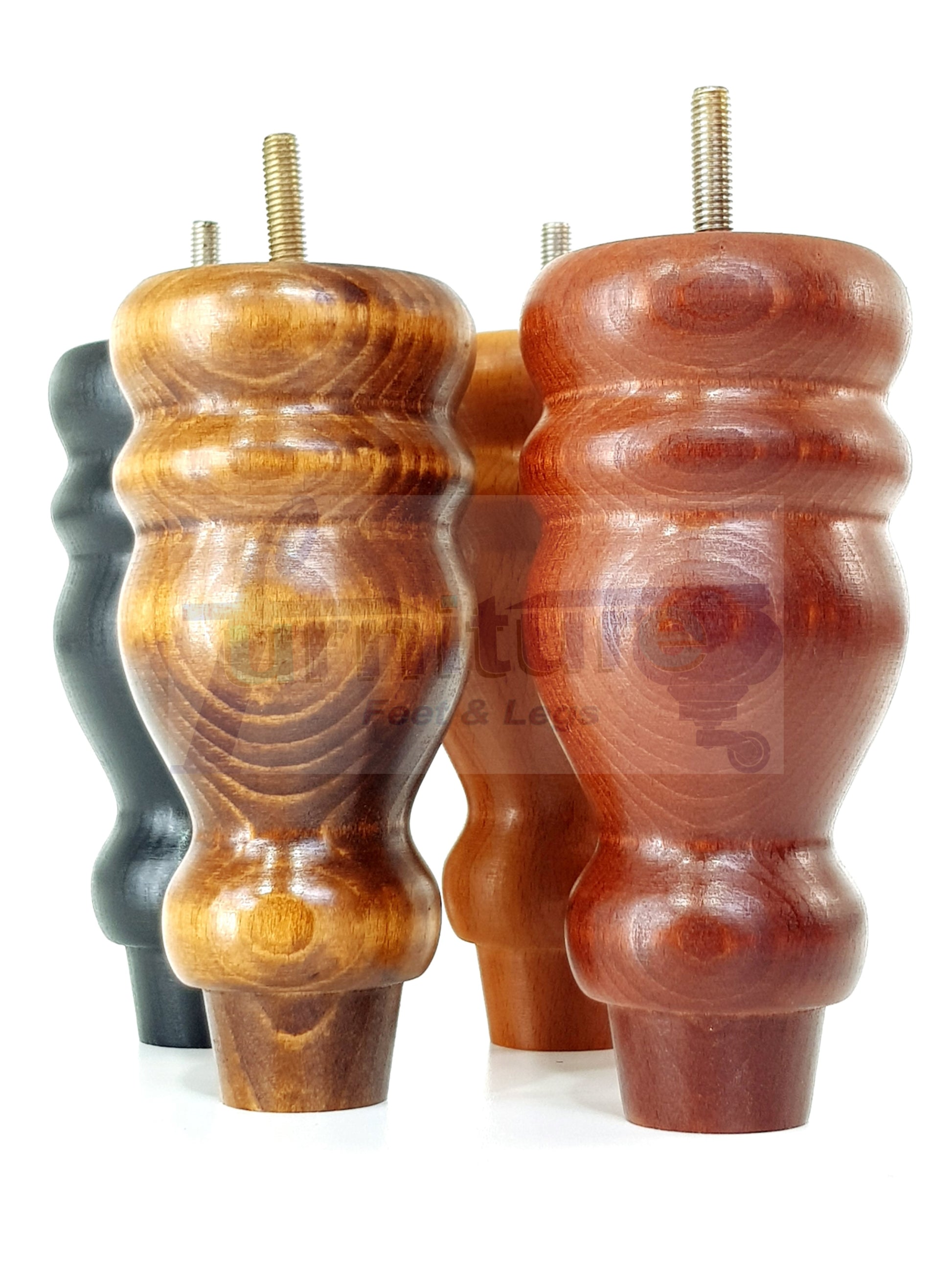 Set Of 4 Turned Wood Furniture Legs Replacement Sofa, Chair Feet 155mm High M10 Tread