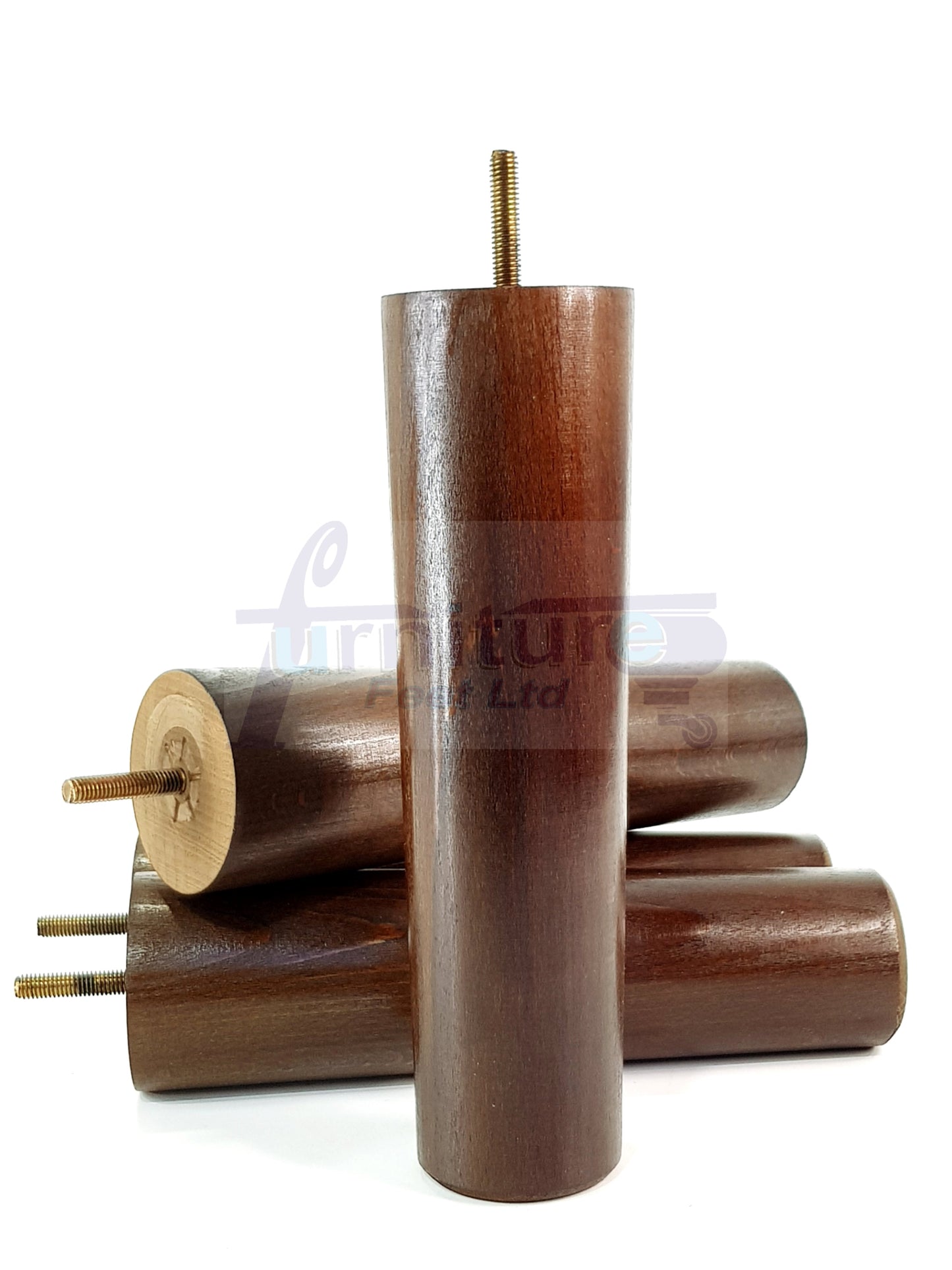 4 Furniture Legs Replacement Feet 230mm Chairs Settee & Cabinets M8 Thread Antique Brown
