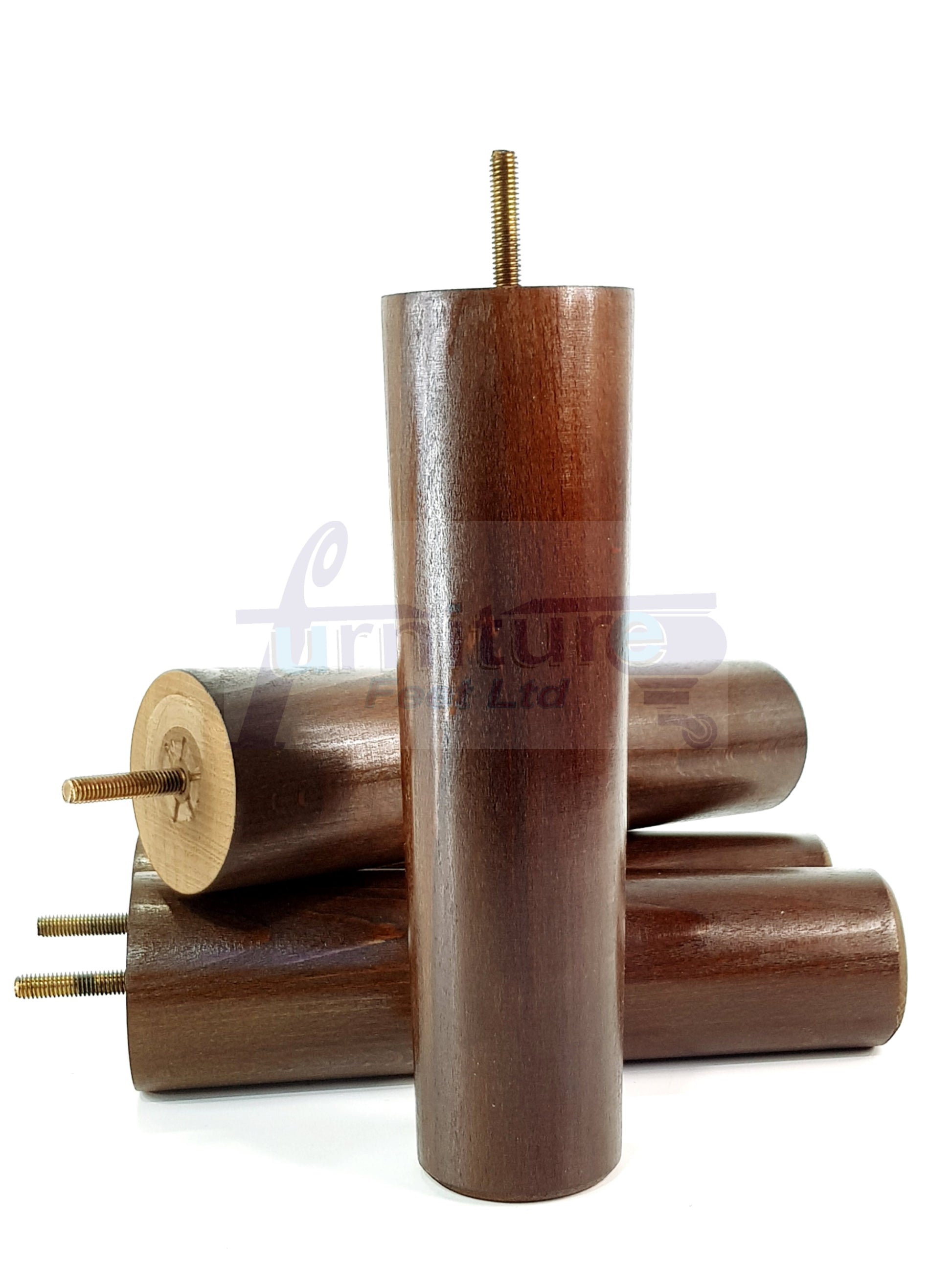 4 Furniture Legs Replacement Feet 230mm Chairs Settee & Cabinets M8 Thread Antique Brown