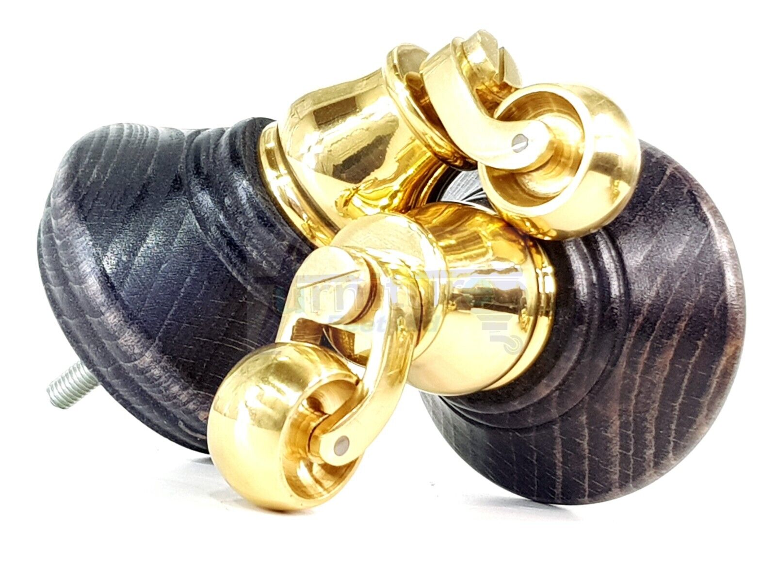 4x Black Washed Wooden Furniture Sofa Legs M8 With Castors Replacement Chair Settee Feet 115mm - 125mm High