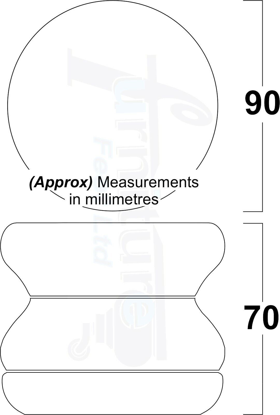 4x Turned Solid Wood Furniture Legs Replacement Bun Feet 70mm High 8mm Thread