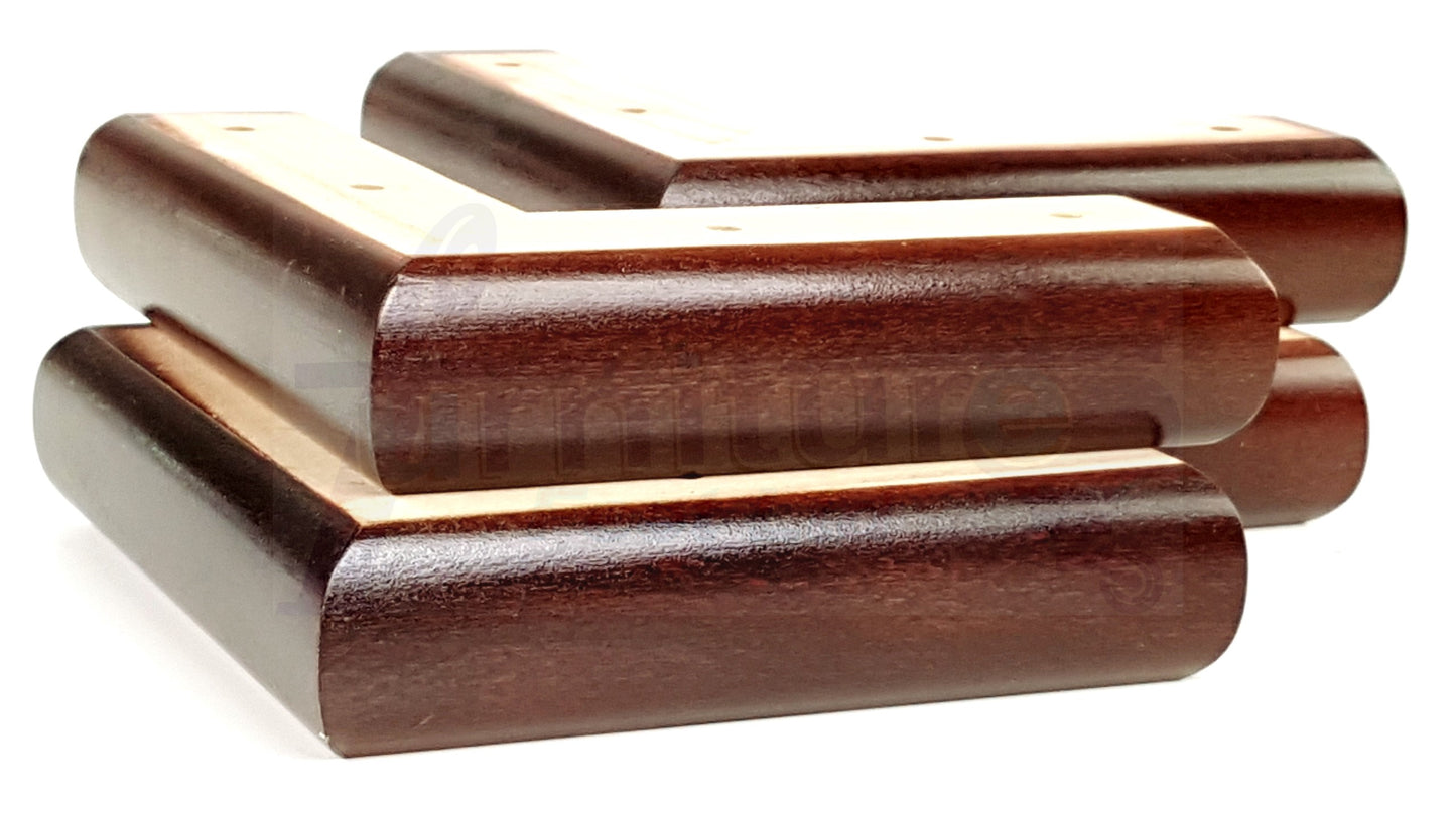 Set Of 4 Wooden Corner Furniture Feet 40mm High Replacement Sofa Chair Legs Self-Fixing: Mahogany