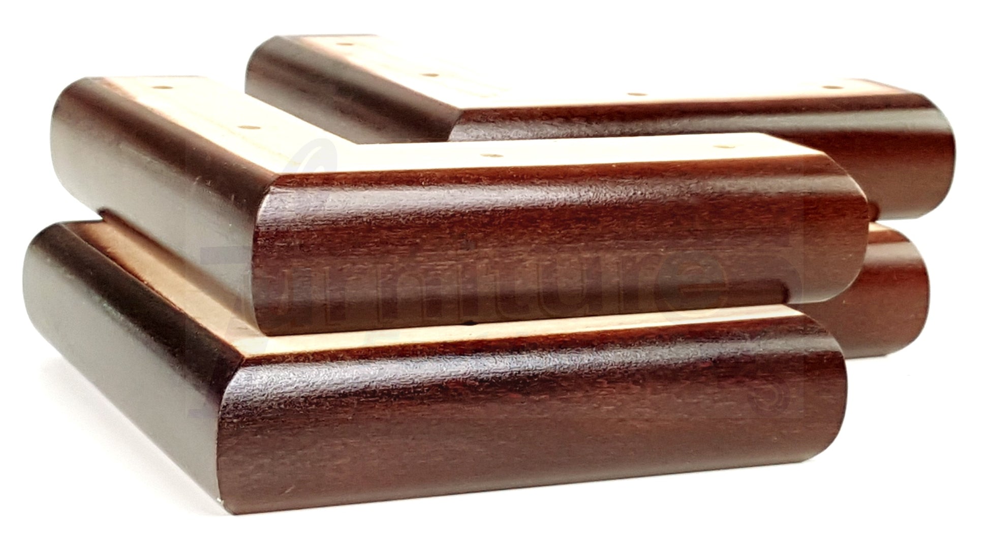 Set Of 4 Wooden Corner Furniture Feet 40mm High Replacement Sofa Chair Legs Self-Fixing: Mahogany