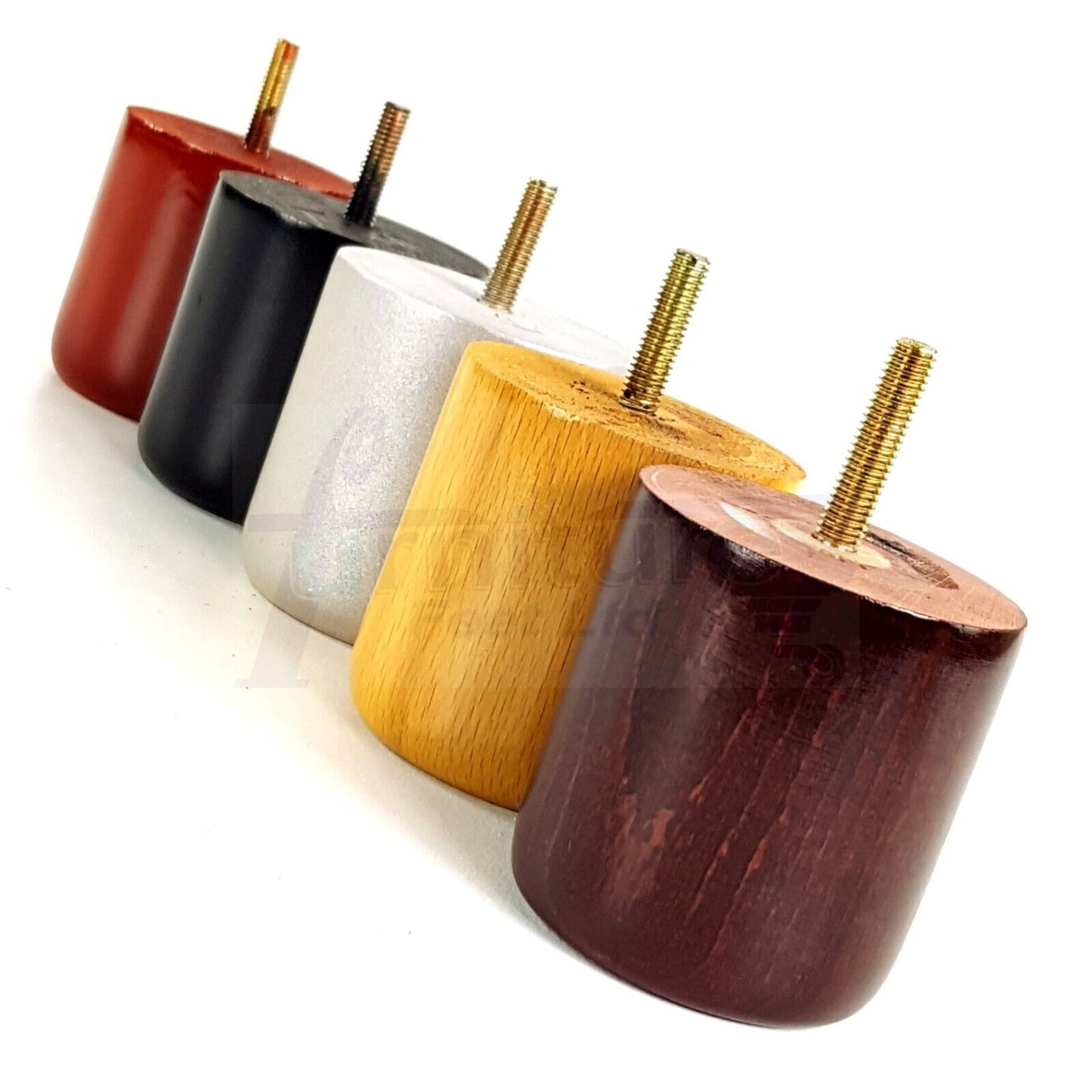 4x Solid Wood Turned Furniture Legs Replacement Bun Feet 70mm High 8mm Thread