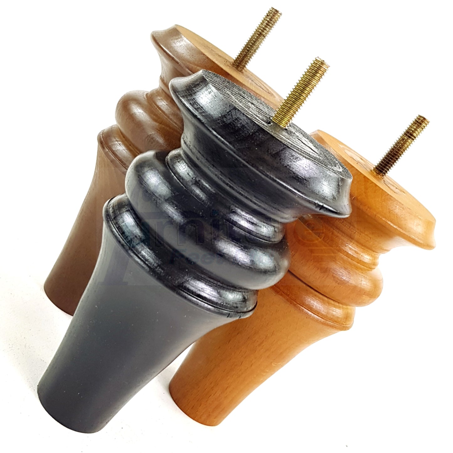 4 Turned Furniture Legs 150mm High Replacement Feet M10 Thread For Settees Chairs Sofas