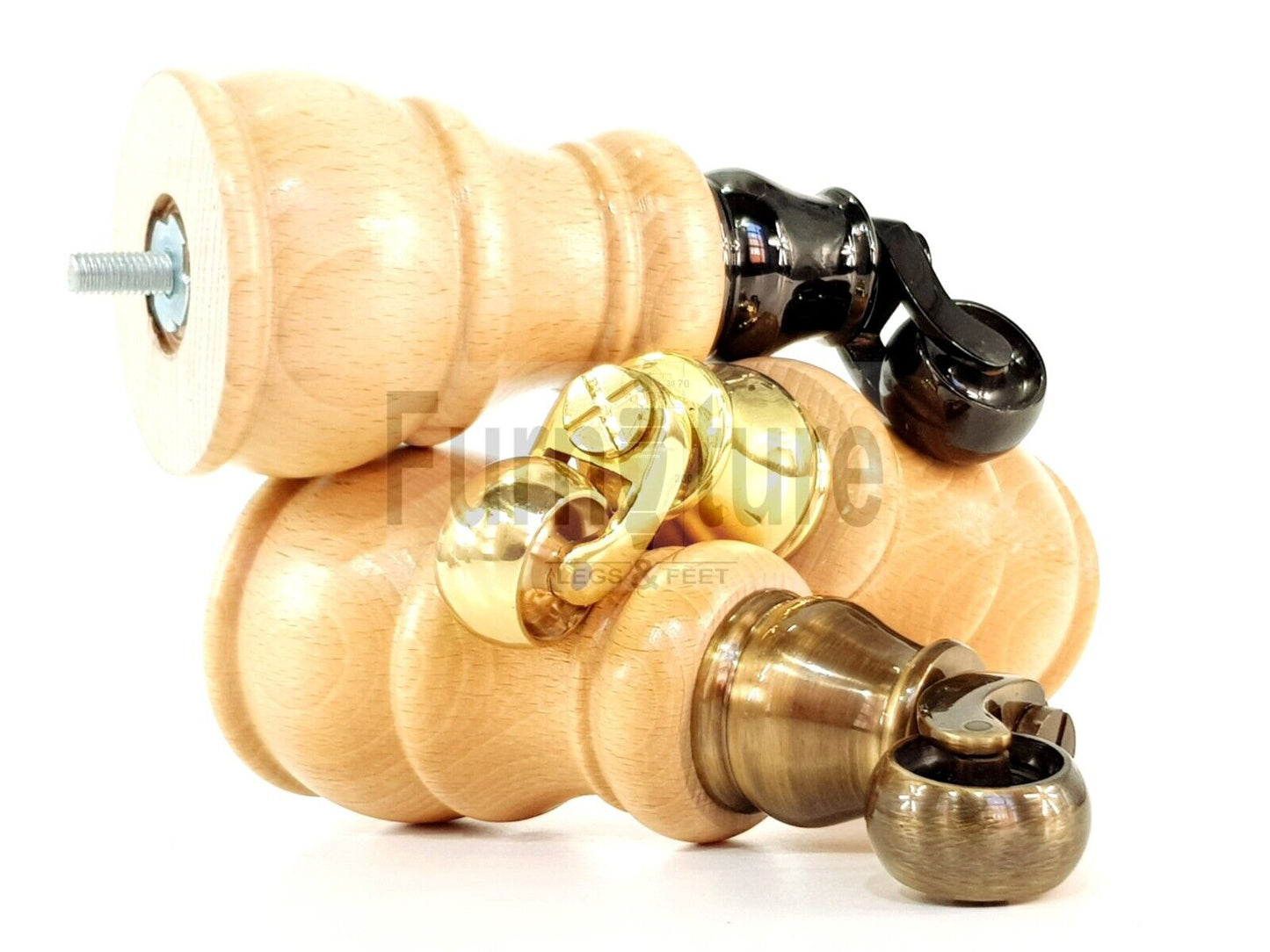 4 Turned Wood Feet Natural Castor Legs Chair Furniture Stools Sofa Chairs M8 160mm 6 Inch High