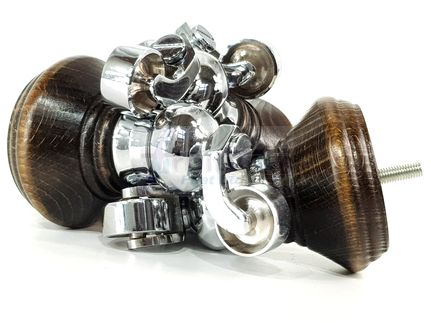 4x Burnt Oak Washed Wooden Furniture Sofa Legs M8 With Castors Replacment Chair Settee Feet 115mm - 125mm High