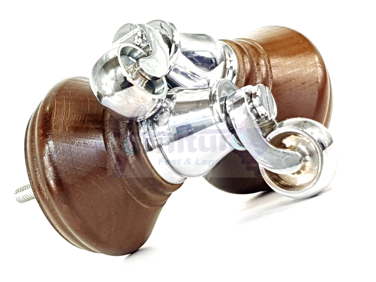 2 Castor Feet 120mm High Wood Turned Replacement Furniture Legs Antique Brown With Wheels Chairs Stools Sofa Beds Cabinets M8