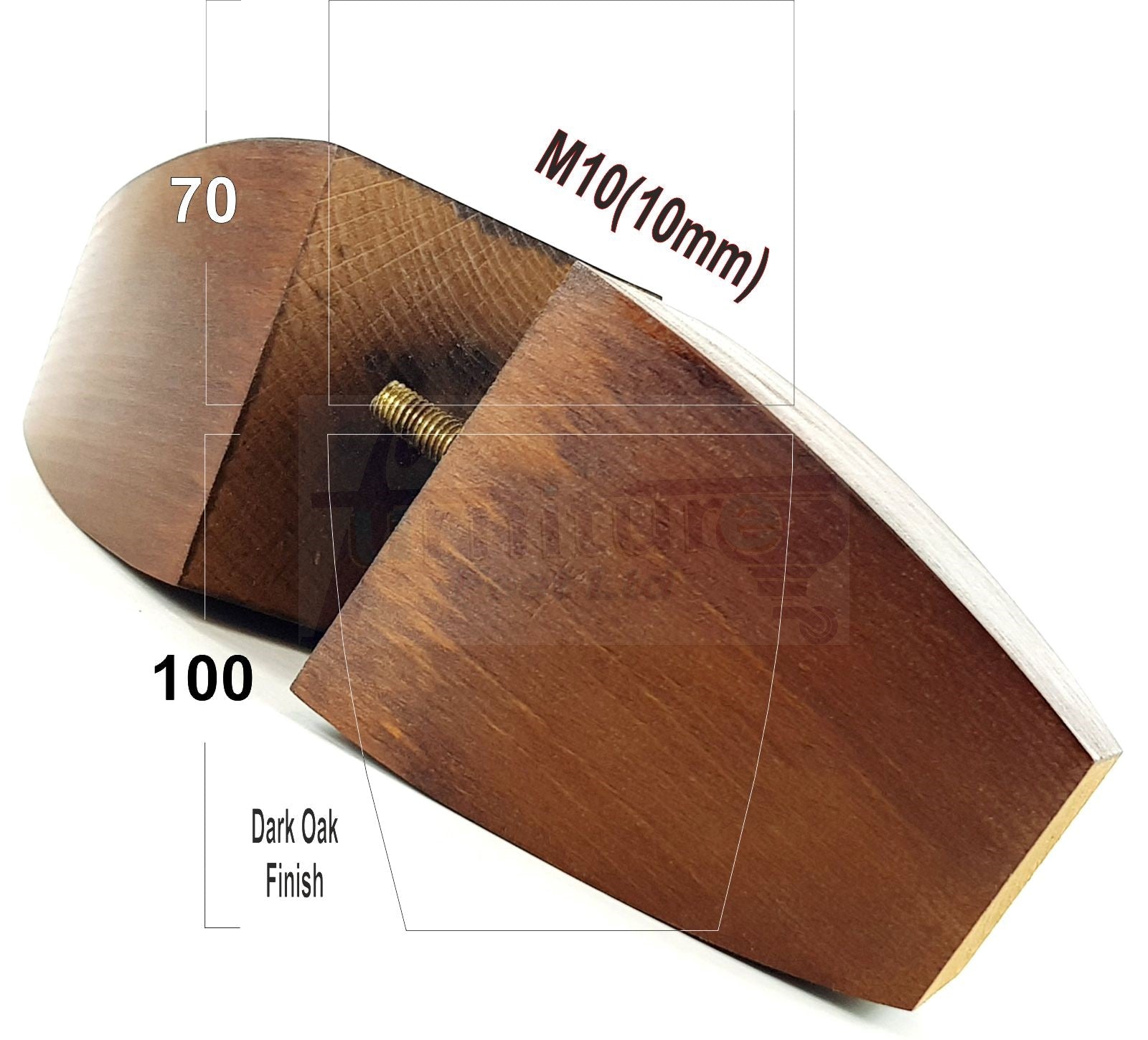 Set Of 4 Square Block Solid Wood Furniture Feet Replacement Legs 100mm High M10 Thread