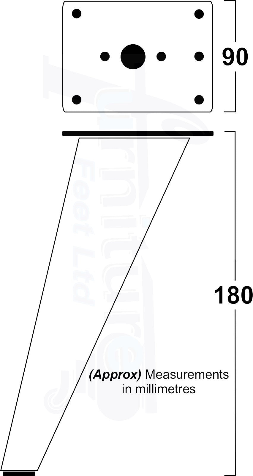 4x Metal Chrome Furniture Legs 180mm High Angled Feet Sofa Chair Cabinets Beds
