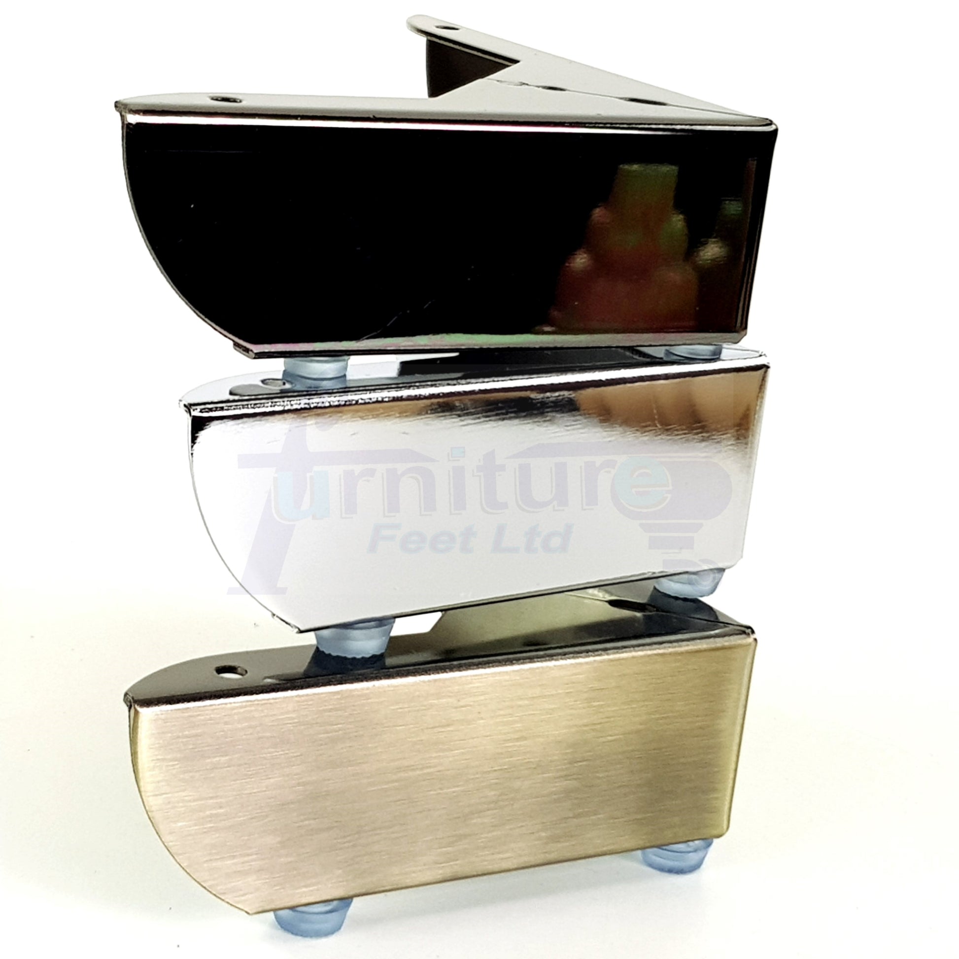 Metal Furniture Feet Chrome Replacement Corner Leg 50mm High Sofa Chairs Stools Beds Cabinets Pre-Drilled
