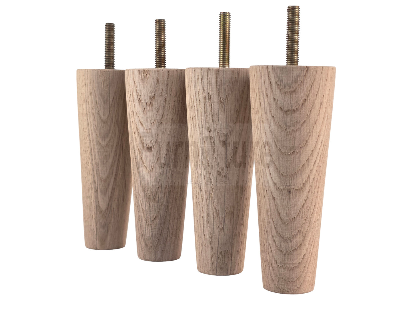 4 Turned Solid Oak Furniture Leg 130mm High M8 Mid Centry Retro Replacement Feet