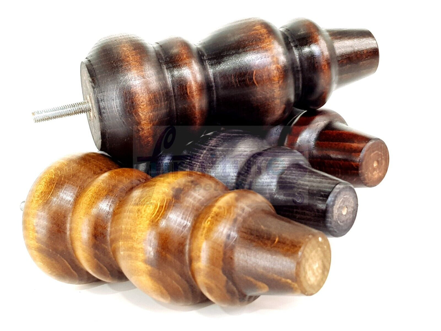 Solid Wood Furniture Feet Replacement Turned Legs 200mm High Chairs Stools Sofa's Beds Settee Cabinets M8 Various Colours Set of 4