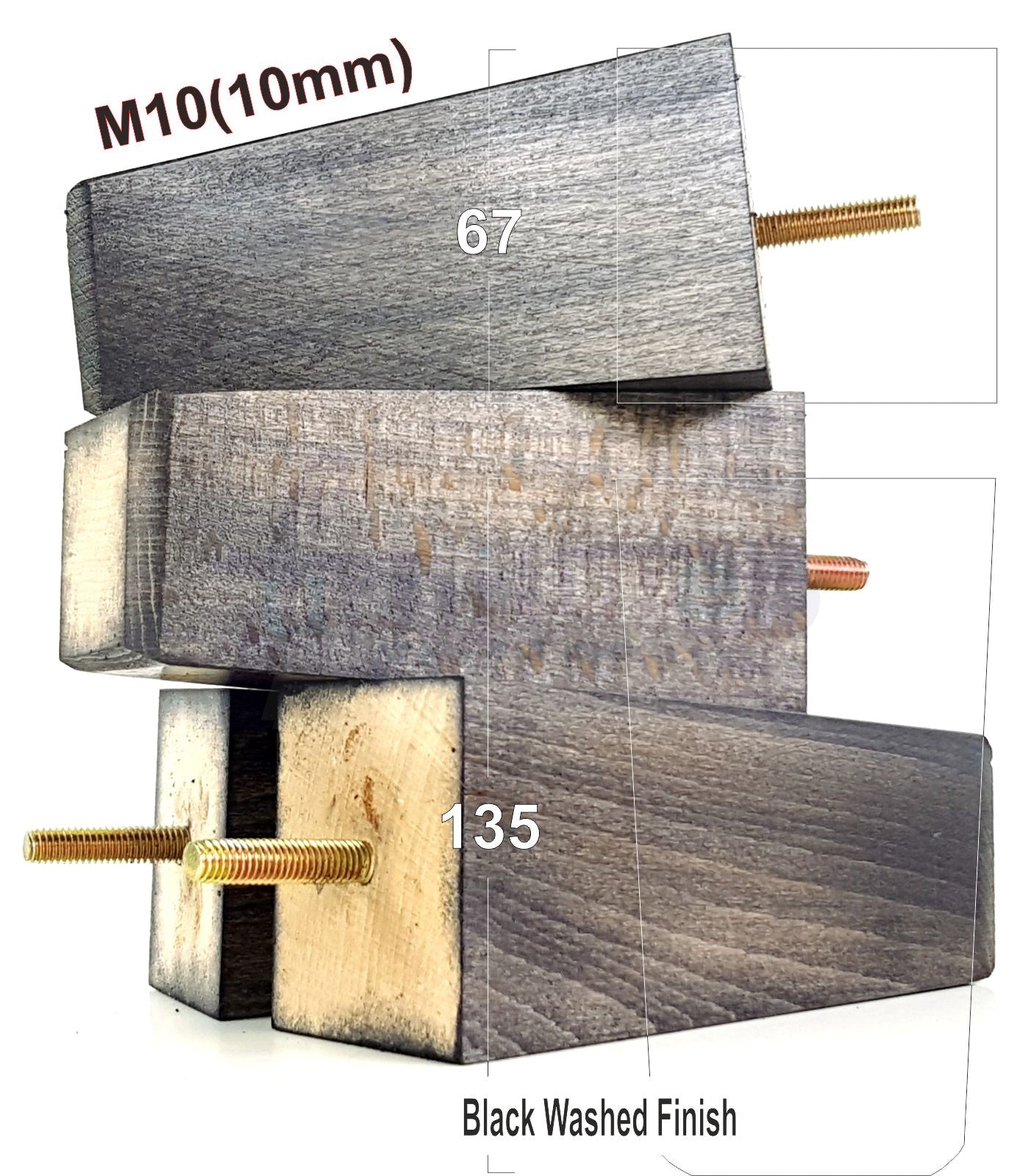 4x Block Wood Sofa Legs 135mm High Replacement Furniture Feet Chairs Cabinets M10 Thread	