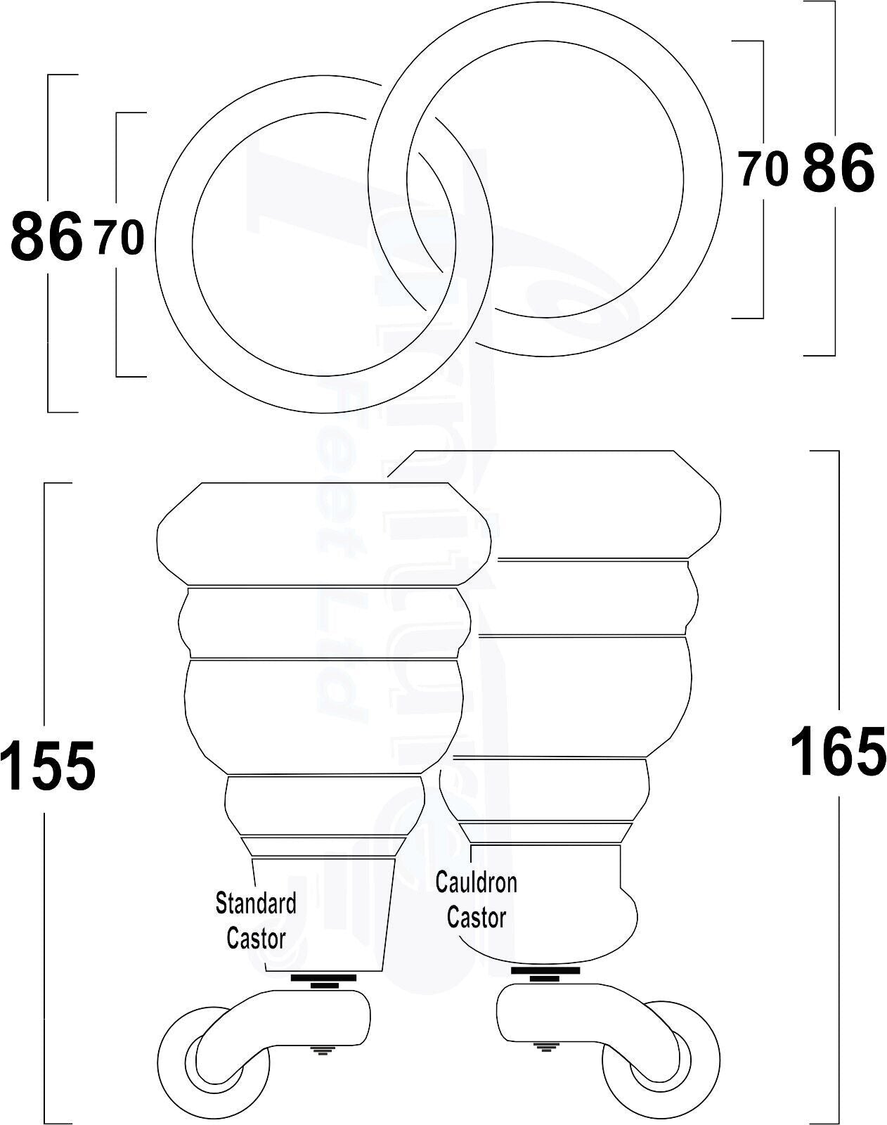 4 Turned Dark Oak Stain Wood Furniture Feet With Castors 155mm Legs Sofas Chairs Stools Cabinets Beds M8 6 Inches	