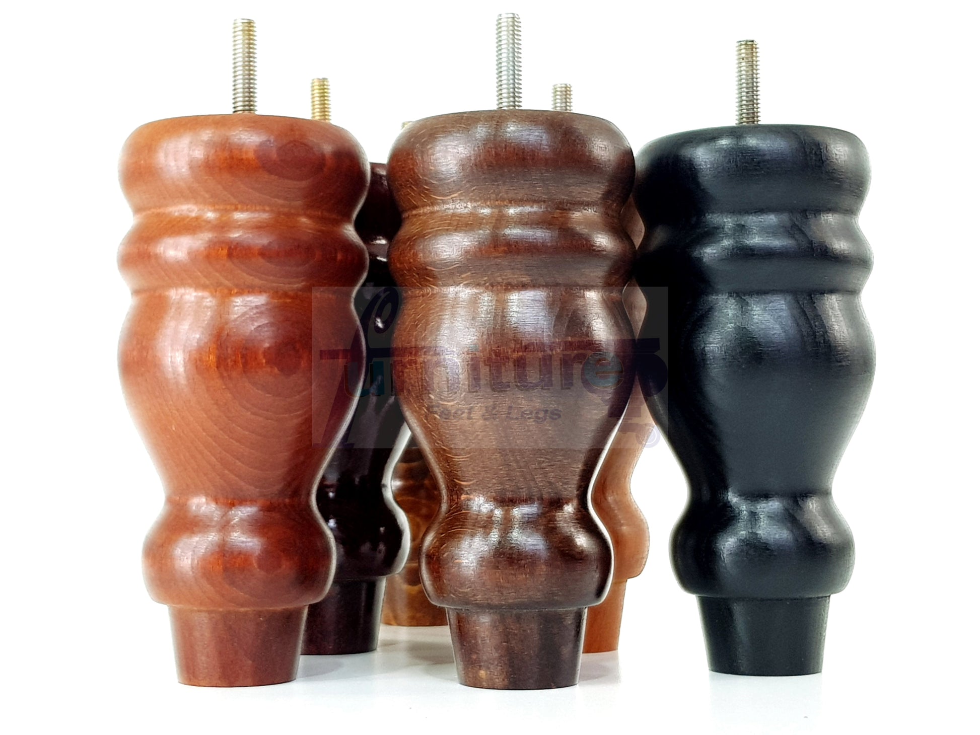 Set Of 4 Turned Wood Furniture Legs Replacement Sofa, Chair Feet 155mm High M10 Tread