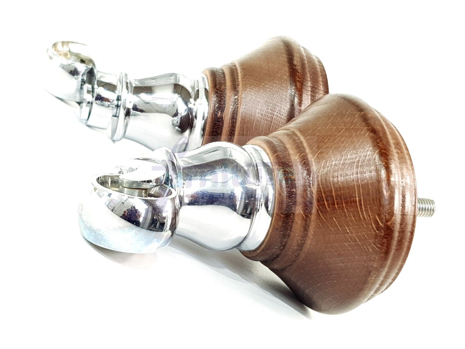 4x Antique Mahogany Stain Wooden Furniture Sofa Legs M8 With Castors Replacment Chair Settee Feet 115mm - 125mm High