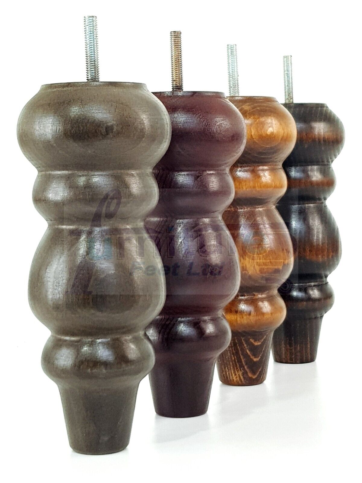 Solid Wood Furniture Feet Replacement Turned Legs 200mm High Chairs Stools Sofa's Beds Settee Cabinets M8 Various Colours Set of 4