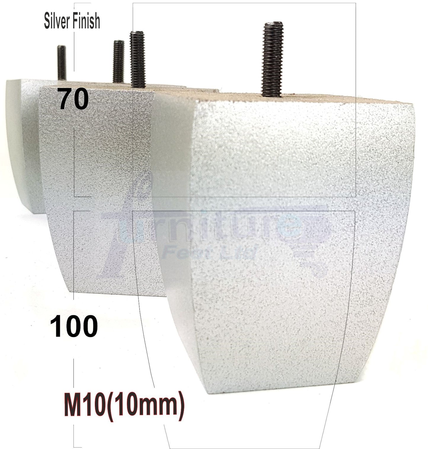 Set Of 4 Square Block Solid Wood Furniture Feet Replacement Legs 100mm High M10 Thread