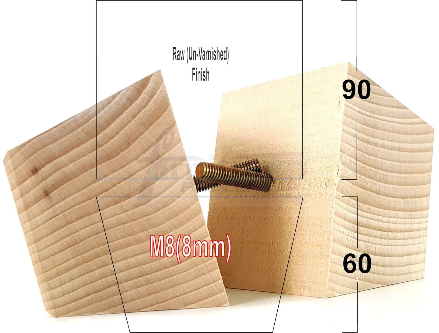 4x Square Wood Sofa Legs 60mm High Replacement Furniture Feet Chairs Cabinets M8 