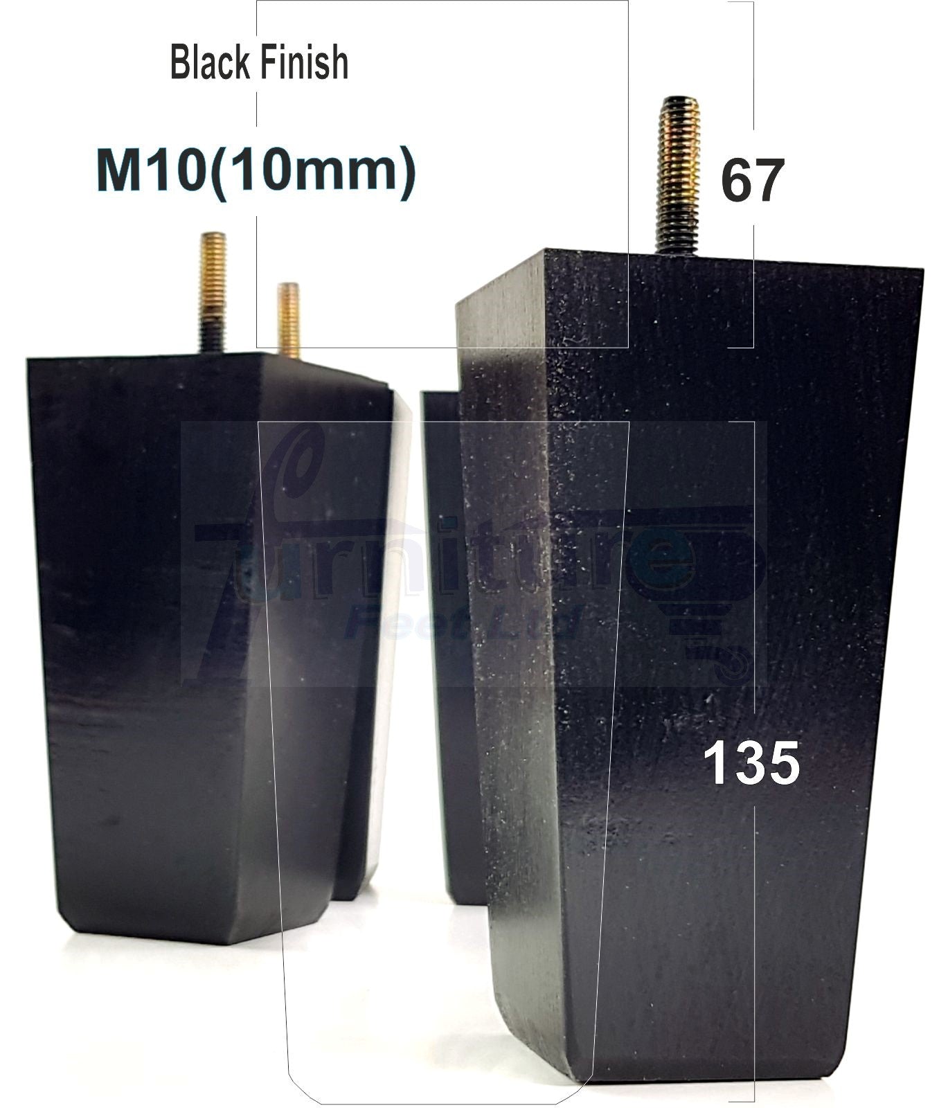4x Block Wood Sofa Legs 135mm High Replacement Furniture Feet Chairs Cabinets M10 Thread	