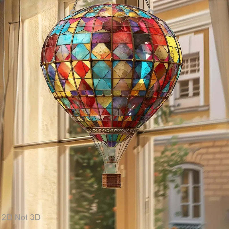 Large Hot Air Balloon Stained Acrylic Suncatcher Rainbow Window Garden Hanging Decoration Nature Animal Lovers