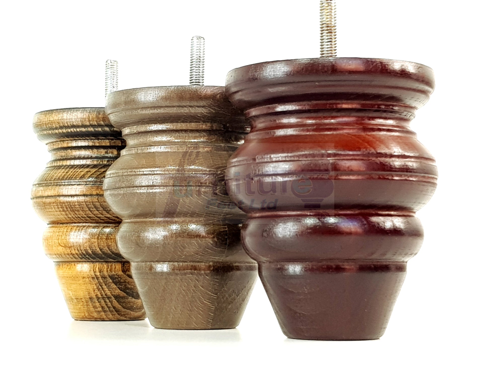 4 Turned Wood Furniture Legs Replacement Feet 110mm High Chairs Stools Sofa's Beds Settee M10 Thread