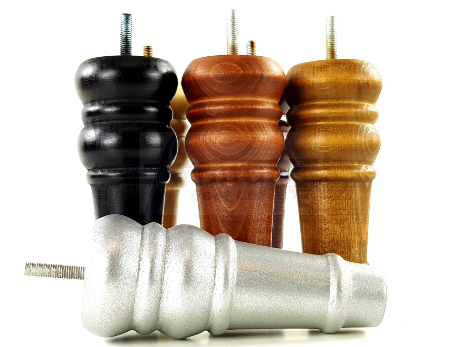 4 Wood Turned Furniture Legs Replacement Bun Feet 165mm High Multiple Colours 6.5 Inches Chairs Stools Sofa's Beds Settee Cabinets M8