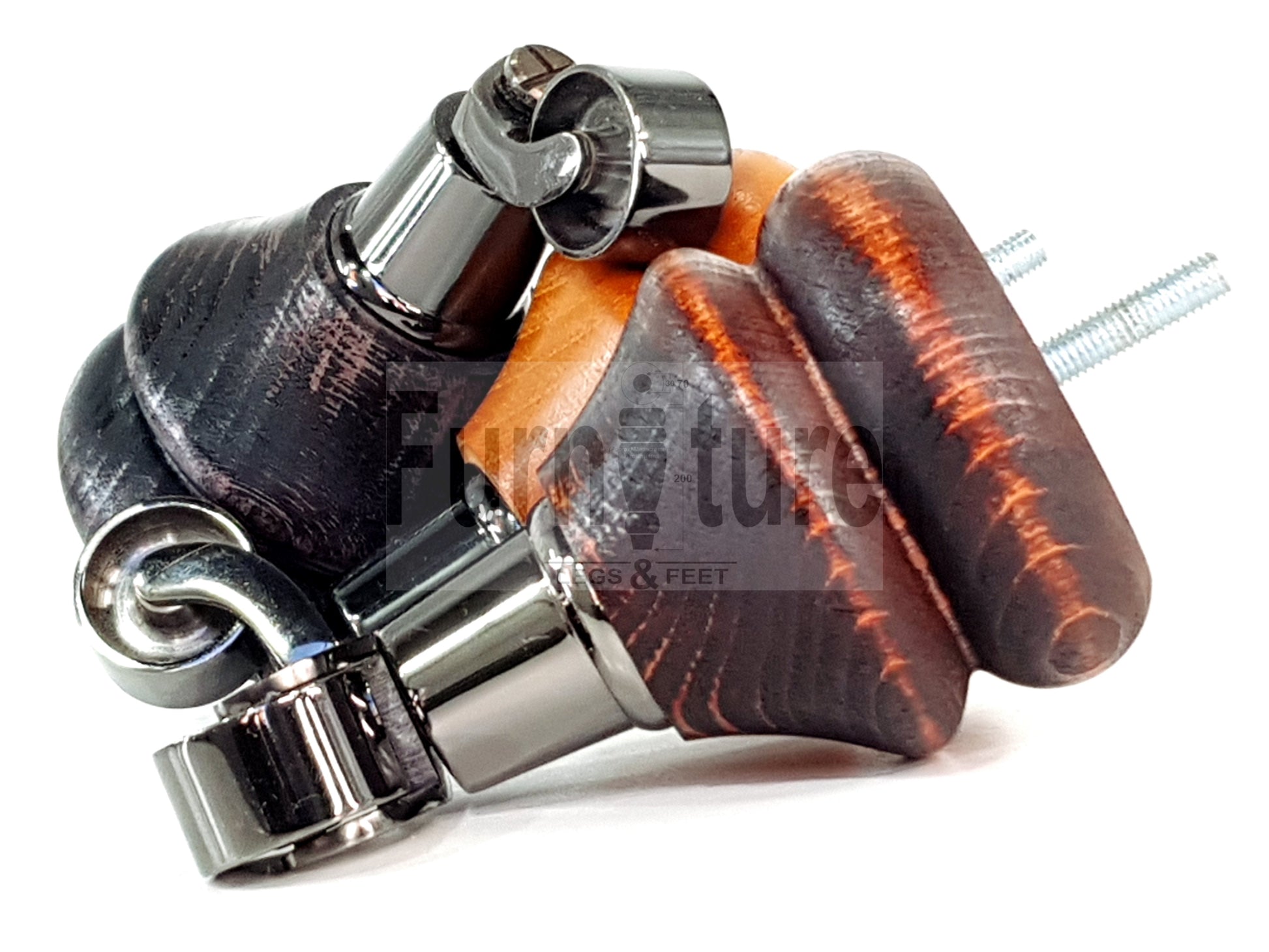 Set Of 4 Turned Furniture Wood Feet With Black Castors 140mm Sofas Chairs Settee Cabinets Beds M8(8mm)