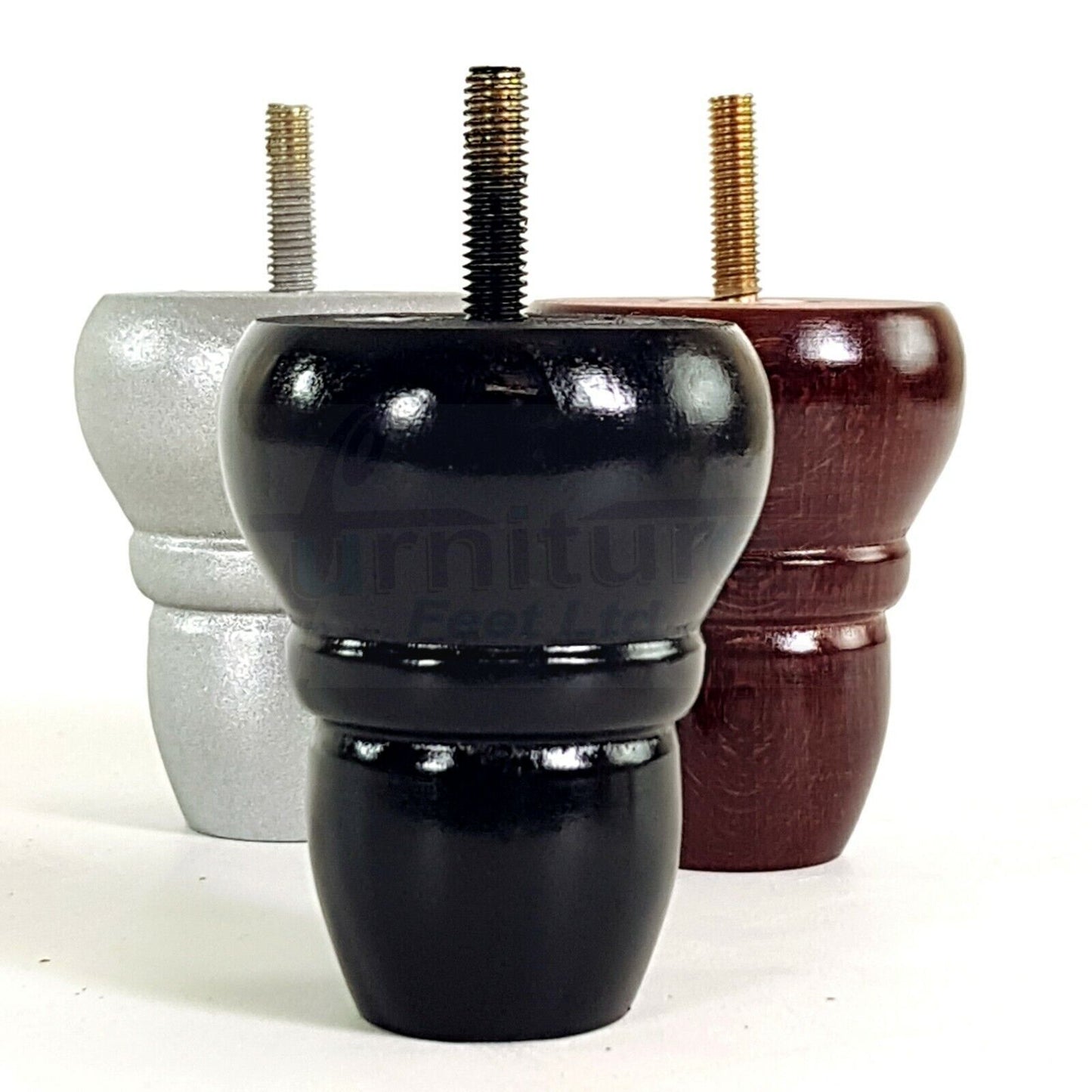 4x Turned Wood Repacement Furniture Legs M8 Sofa Chair Settee Feet 82mm