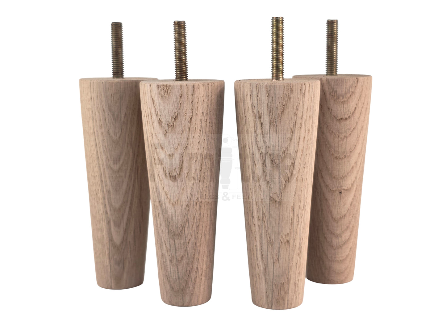 4 Turned Solid Oak Furniture Leg 130mm High M8 Mid Centry Retro Replacement Feet