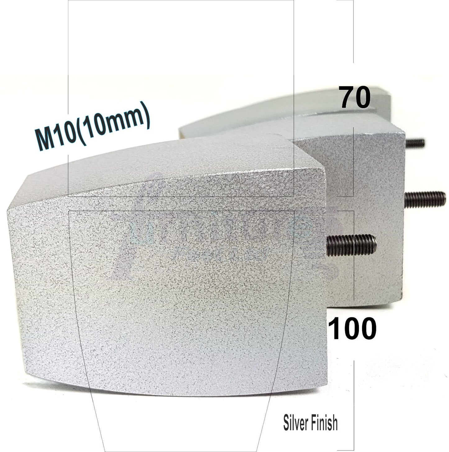 Set Of 4 Square Block Solid Wood Furniture Feet Replacement Legs 100mm High M10 Thread