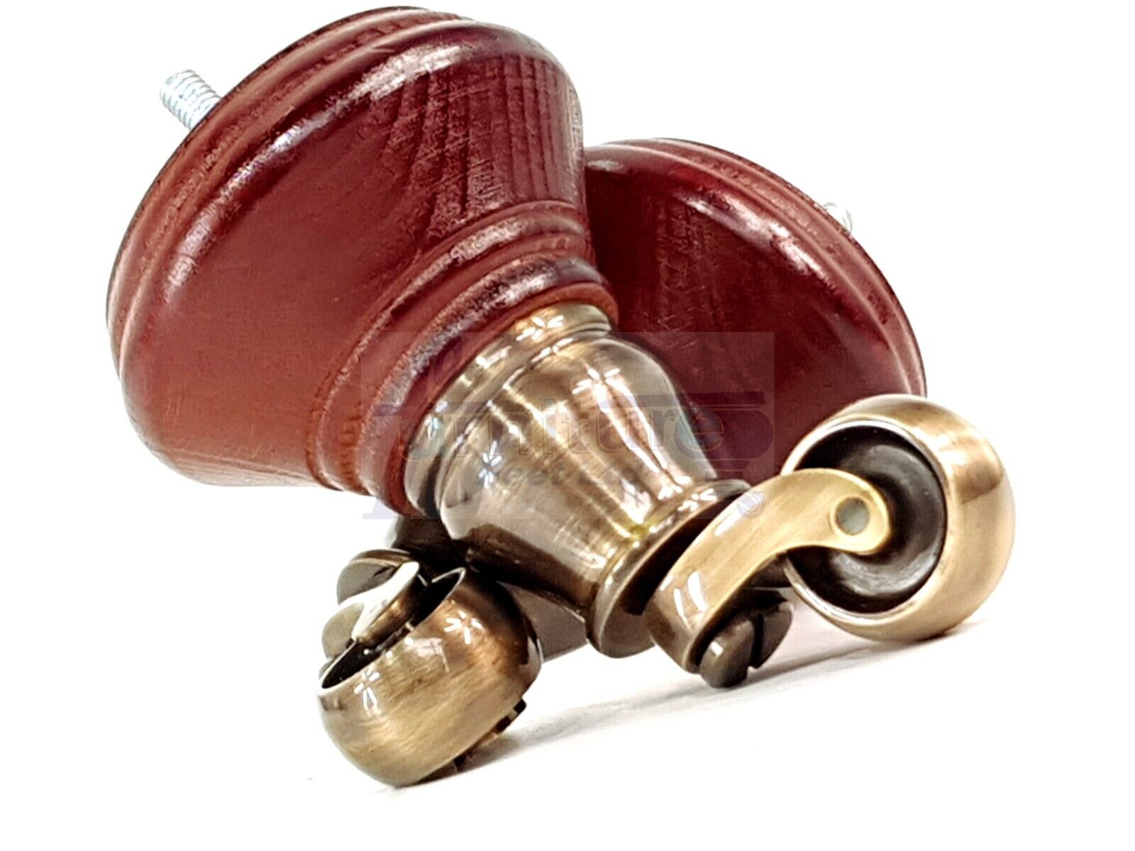 4x Mahogany Wooden Furniture Sofa Legs M8 With Castors Replacment Chair Settee Feet 115mm - 125mm High