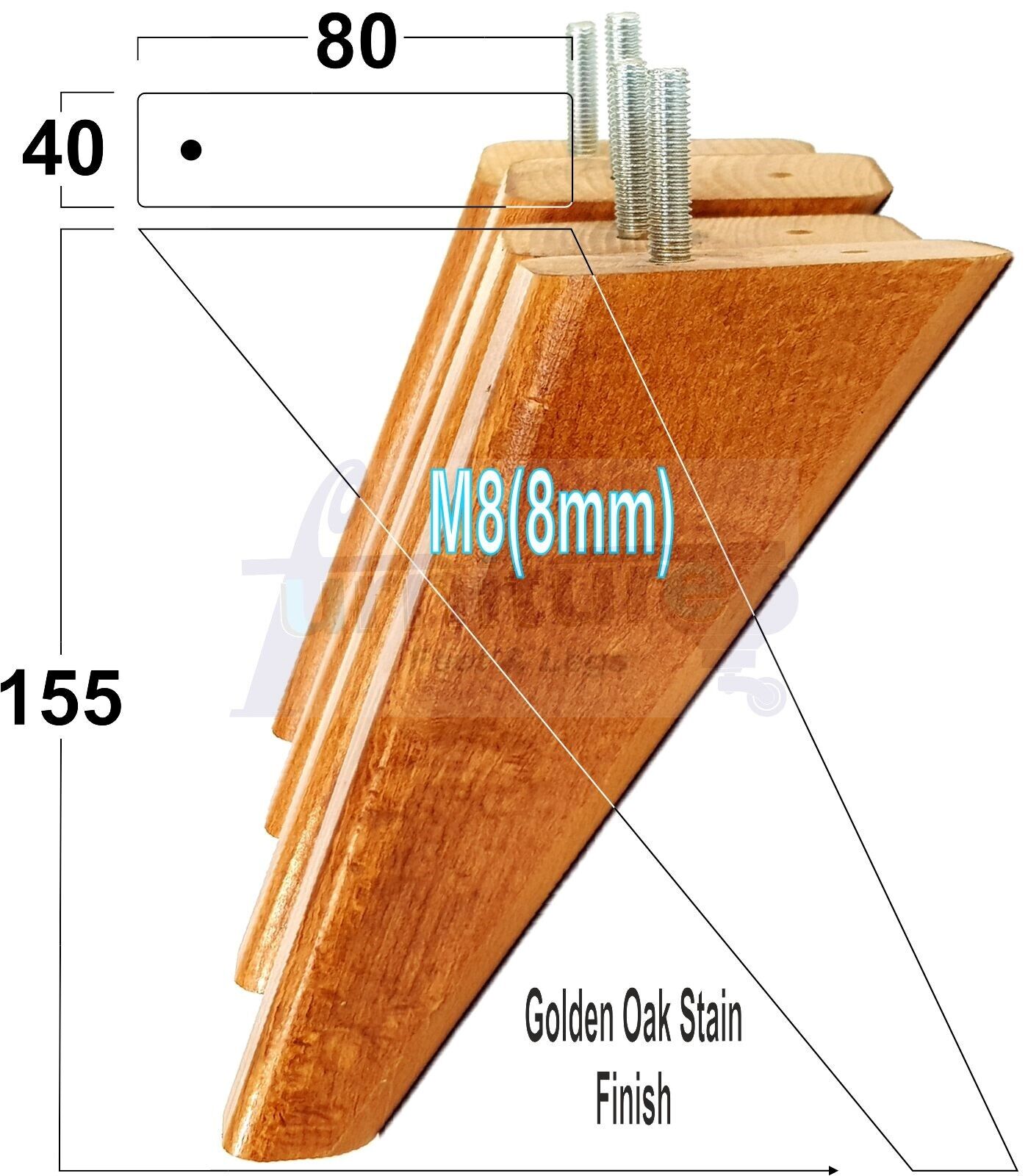 4 Replacement Tapered Feet 155mm High Wood Angled Furniture Legs 6 Inches Tall Chairs Stools Sofa's Beds Settee Cabinets M8