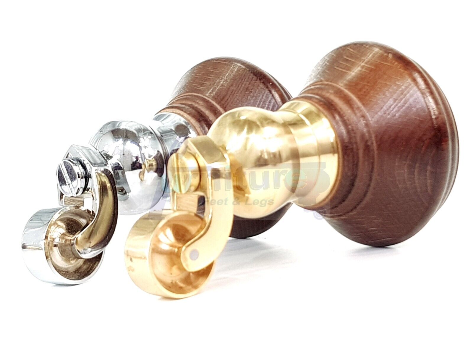 4x Antique Mahogany Stain Wooden Furniture Sofa Legs M8 With Castors Replacment Chair Settee Feet 115mm - 125mm High