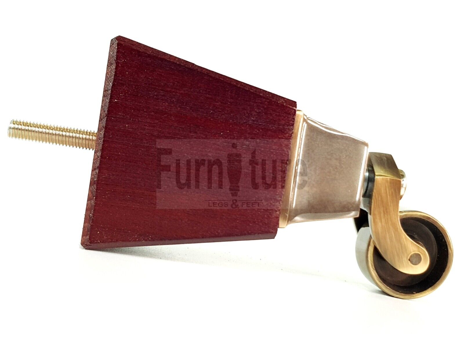 4x Block Wood With Antique Castor Furniture Legs 8mm Thread For Chairs Settees Sofa 150mm