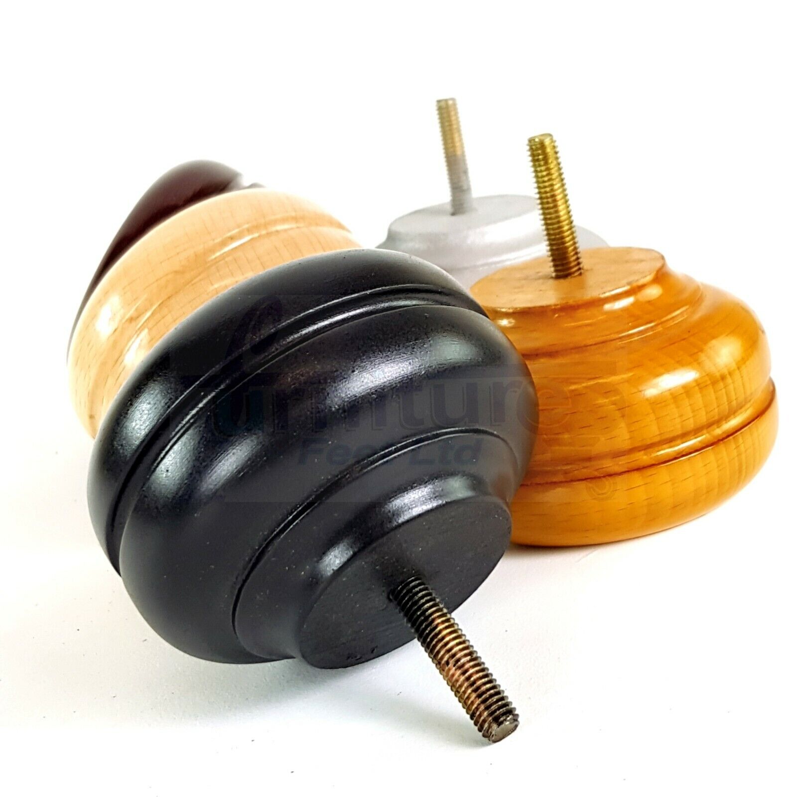 4 Wood Turned Replacement Furniture Legs Sofa, Chair, Settee Feet 55mm High M10 Thread